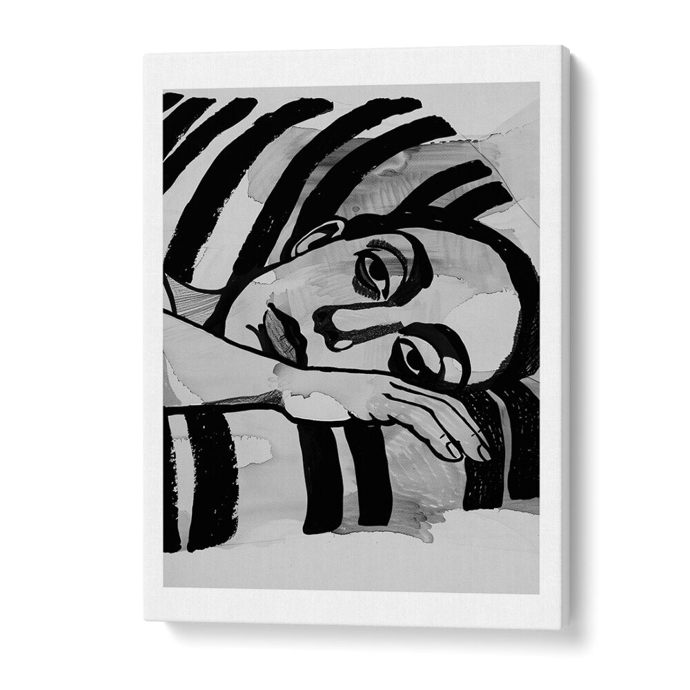 Women In Stripes  Women Illustrations paintings in Gallery Wrap