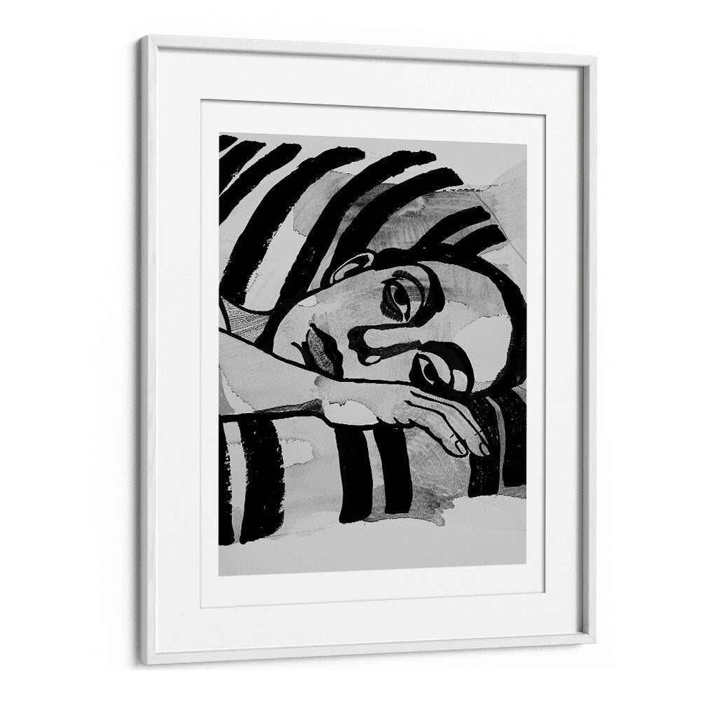 Elegant artwork showcasing WOMEN IN STRIPES, PORTRAITS, celebrating femininity and diversity in a stylish frame.