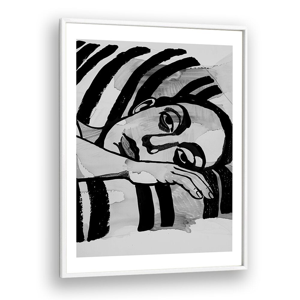 Elegant portrait in stripes showcasing the essence of femininity in "WOMEN IN STRIPES, PORTRAITS" collection.