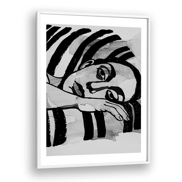 Elegant portrait in stripes showcasing the essence of femininity in "WOMEN IN STRIPES, PORTRAITS" collection.