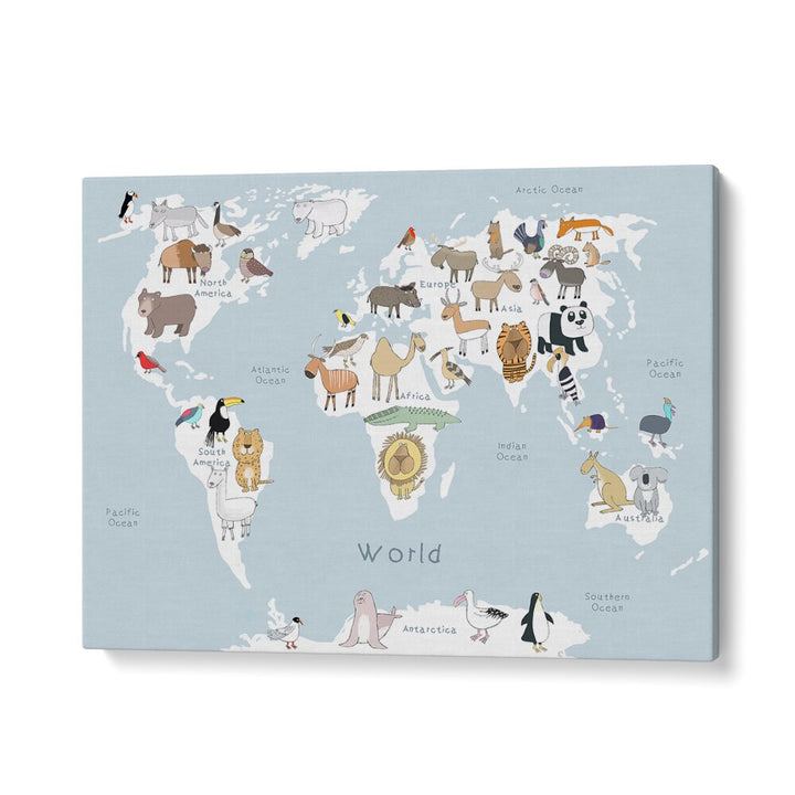 World Animal Map By Carla Daly Kids Painting in Gallery Wrap