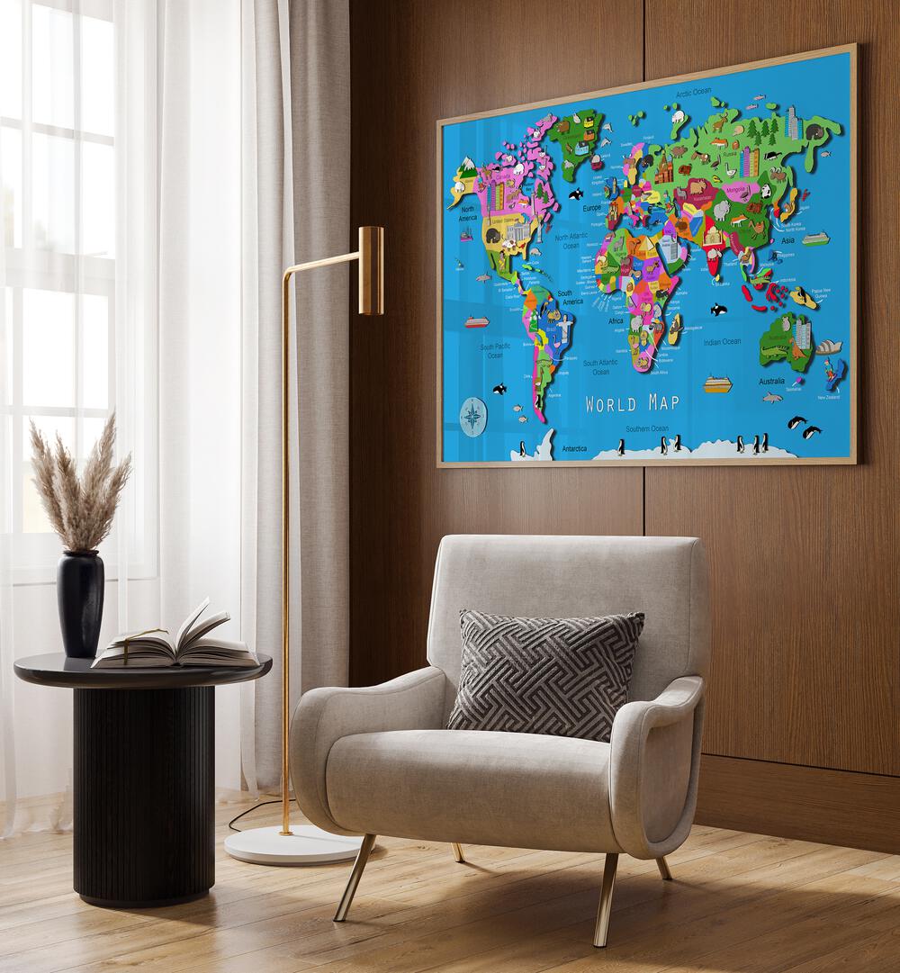 World Map By Carla Daly Kids Painting  placed on a wall