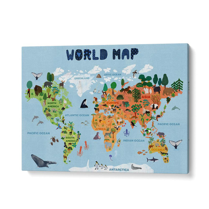 World Map By Jota De Jai Kids Room Art in Gallery Wrap