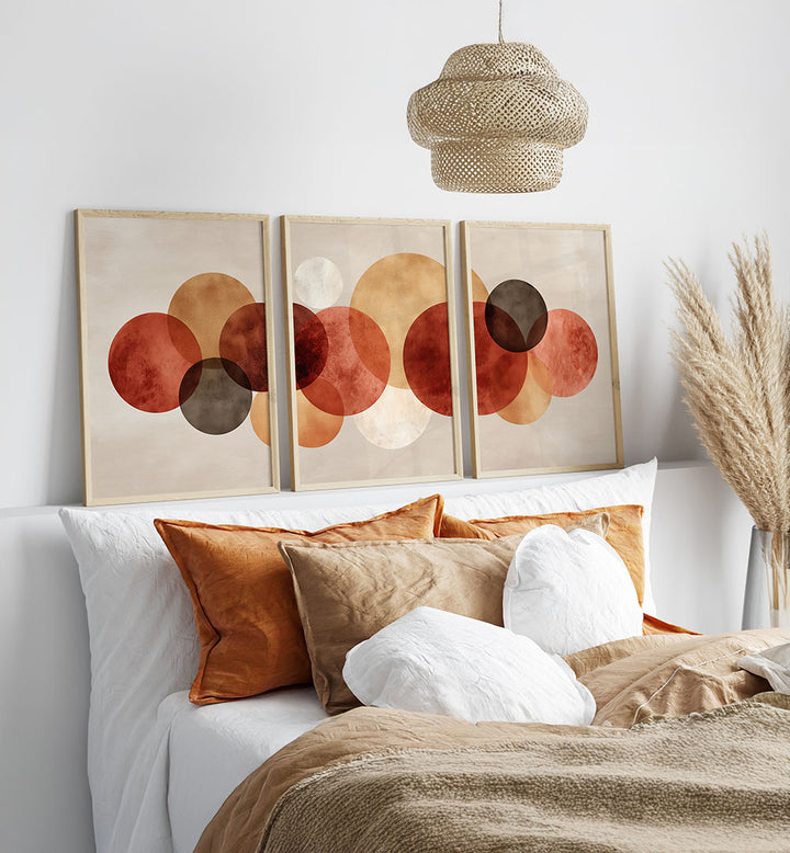 WOVEN CIRCLES SET , SET OF 3 PAINTINGS