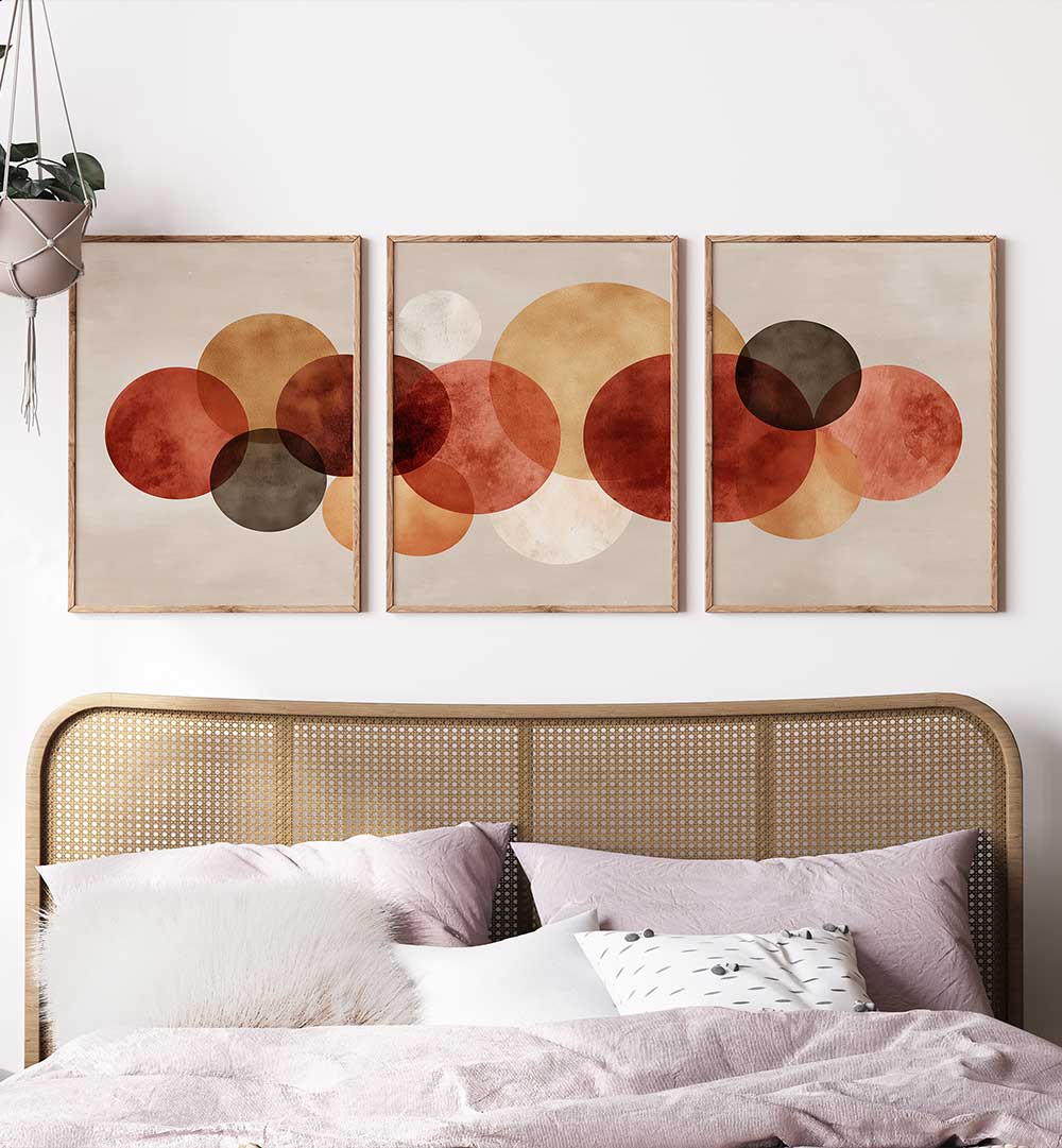 WOVEN CIRCLES SET , SET OF 3 PAINTINGS