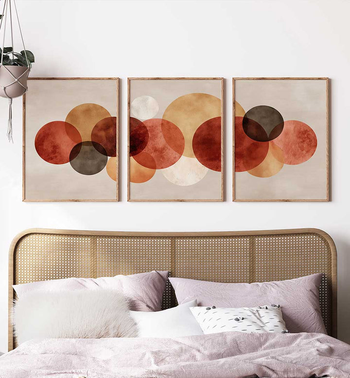 WOVEN CIRCLES SET , SET OF 3 PAINTINGS