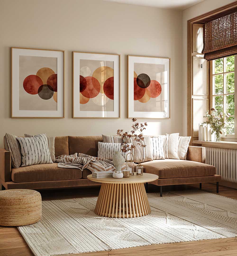 WOVEN CIRCLES SET , SET OF 3 PAINTINGS