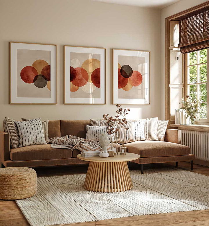 WOVEN CIRCLES SET , SET OF 3 PAINTINGS