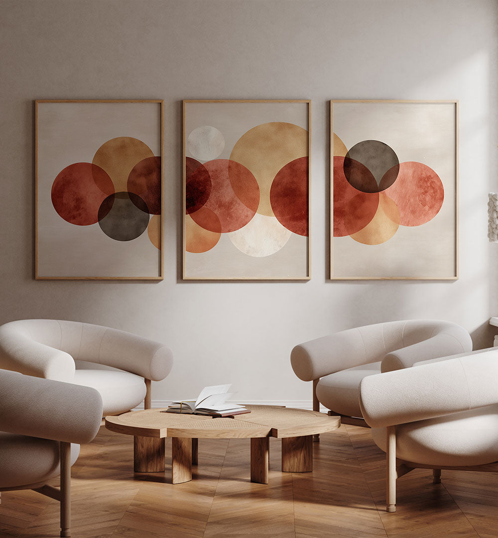 WOVEN CIRCLES SET , SET OF 3 PAINTINGS