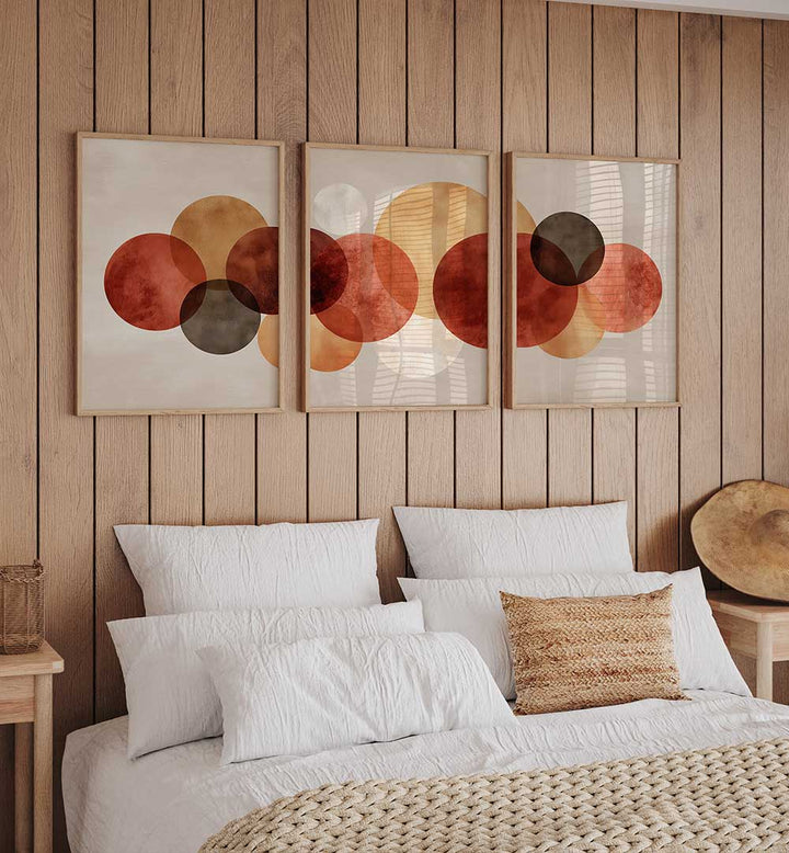 WOVEN CIRCLES SET , SET OF 3 PAINTINGS