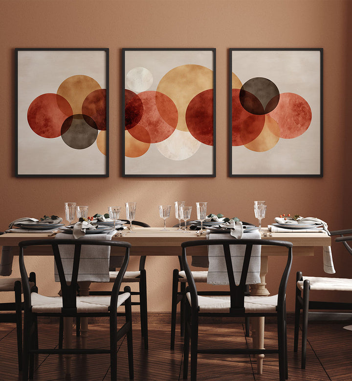 WOVEN CIRCLES SET , SET OF 3 PAINTINGS