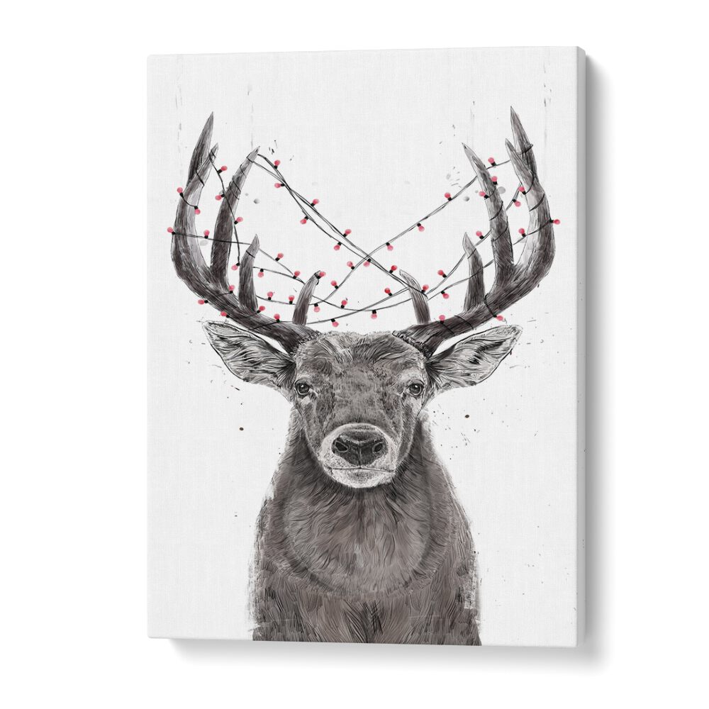 Xmas Deer By Balazs Solti Kids Room Art in Gallery Wrap