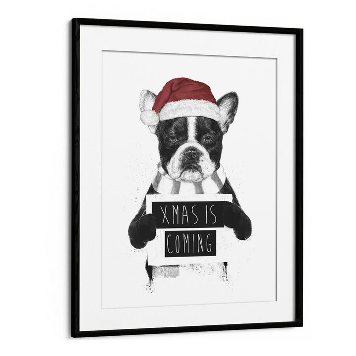 Xmas Is Coming By Balazs Solti Kids Room Art in Black Frame With Mount