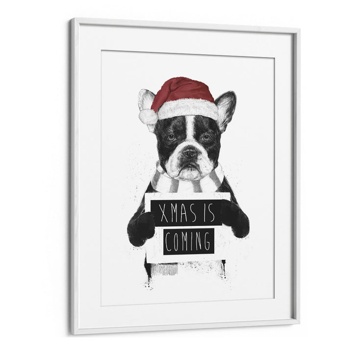 Xmas Is Coming By Balazs Solti Kids Room Art in White Frame With Mount