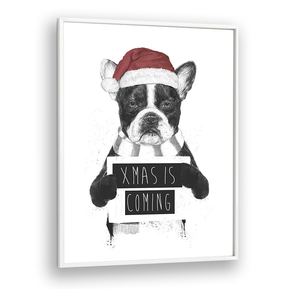 Xmas Is Coming By Balazs Solti Kids Room Art in White Plain Frame