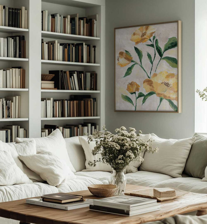 YELLOW CAMELLIA , FLORAL FLOWER PAINTINGS
