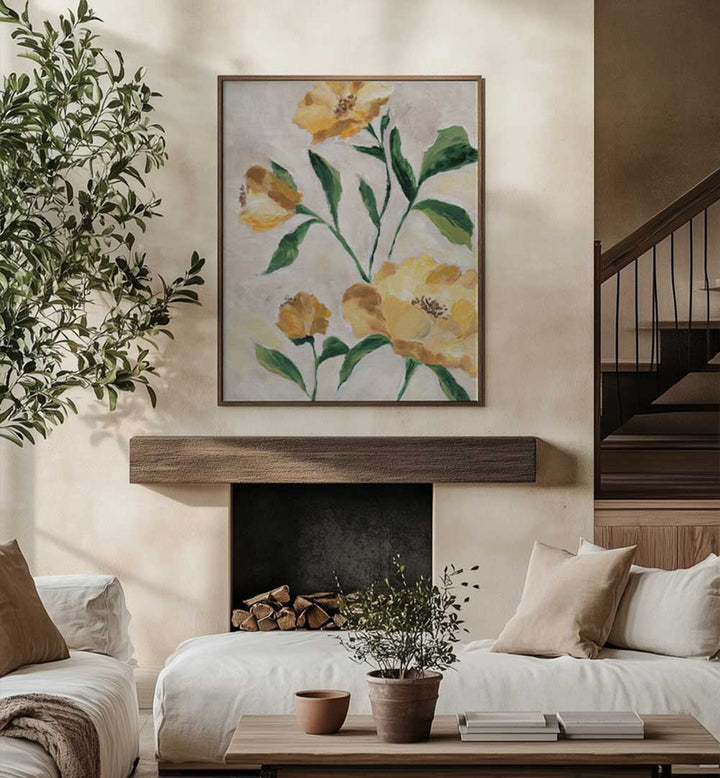 YELLOW CAMELLIA , FLORAL FLOWER PAINTINGS