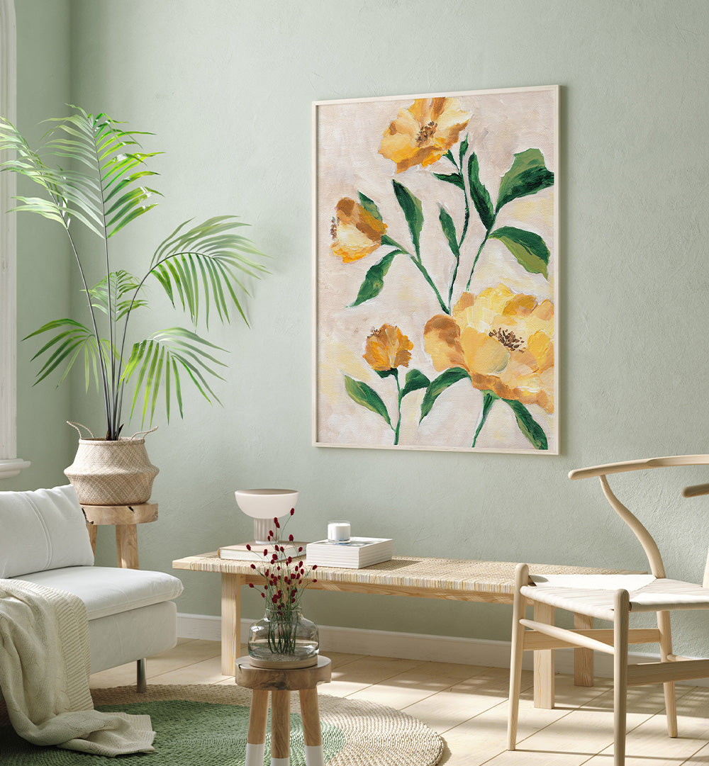 YELLOW CAMELLIA , FLORAL FLOWER PAINTINGS