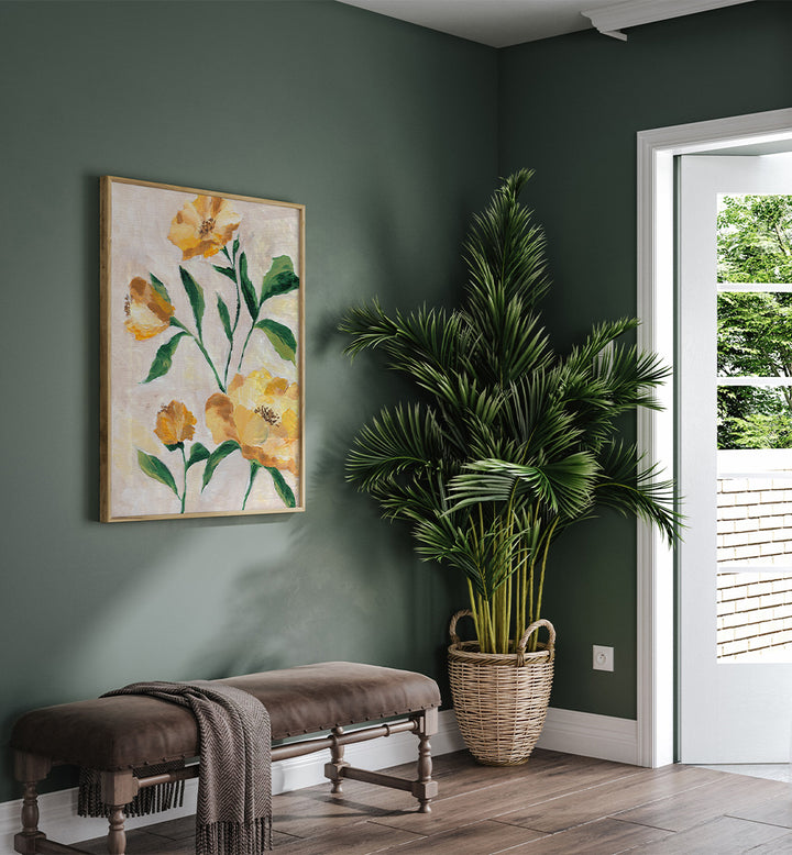 YELLOW CAMELLIA , FLORAL FLOWER PAINTINGS