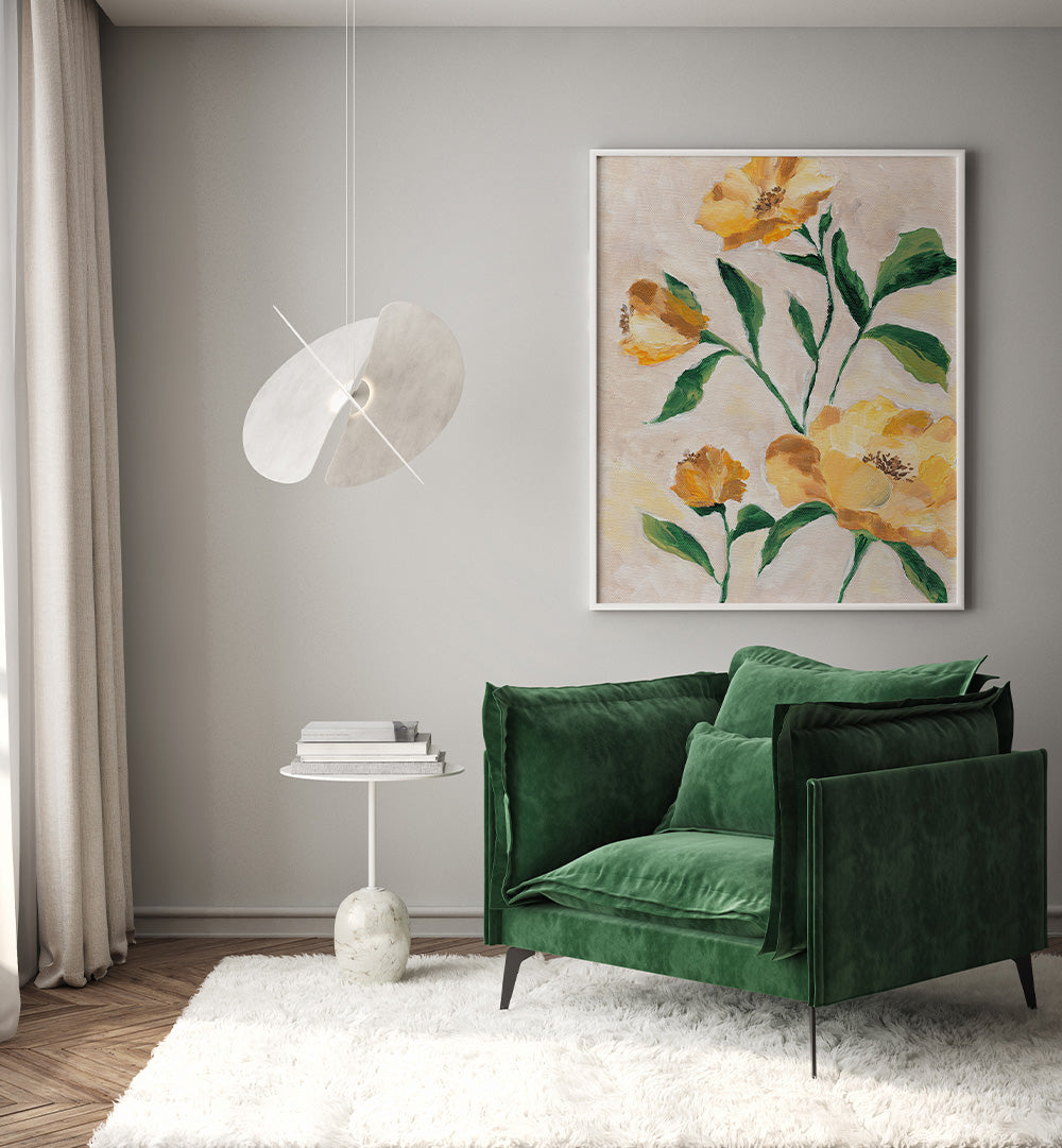 YELLOW CAMELLIA , FLORAL FLOWER PAINTINGS
