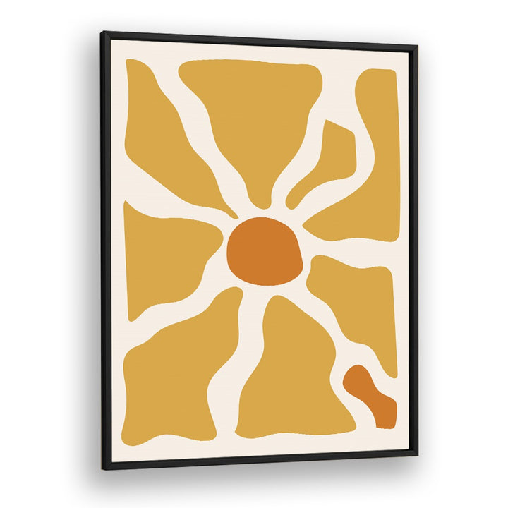 Yellow Lagoon I  Boho Monstera Palm Leaf Boho Art Artwork in Black Plain Frame