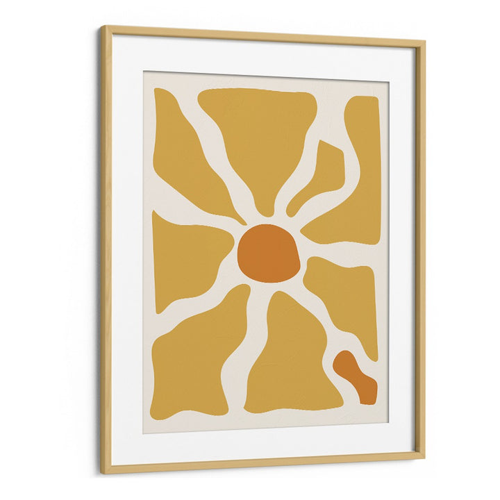 Yellow Lagoon II Boho Art Artwork in Oak Wood Frame With Mount