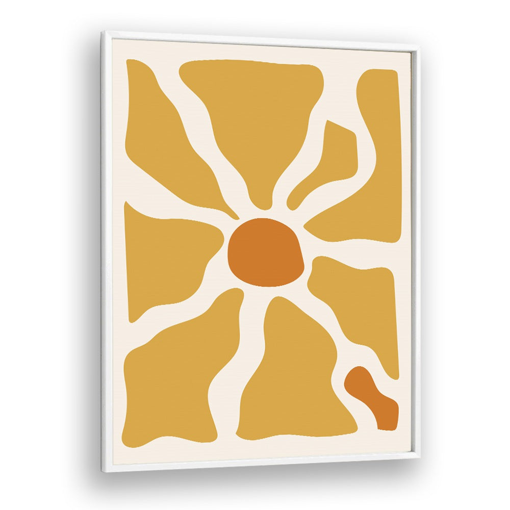 Yellow Lagoon I Boho Art Artwork in White Plain Frame