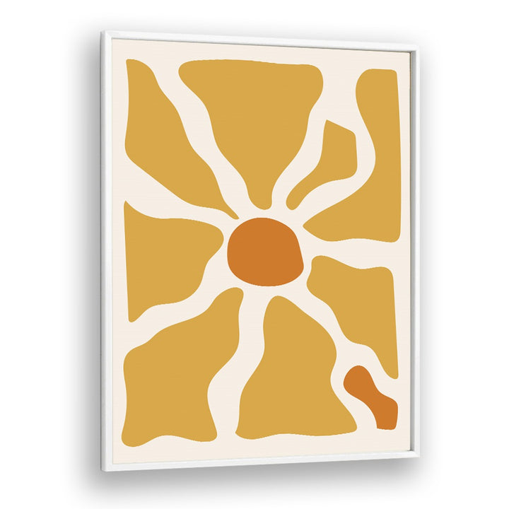 Yellow Lagoon I Boho Art Artwork in White Plain Frame