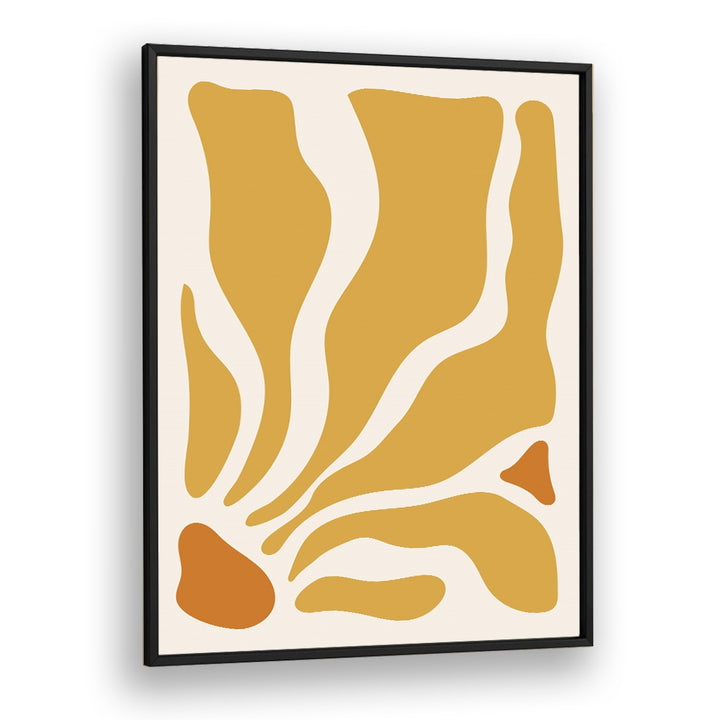 Yellow Lagoon II  Boho Monstera Palm Leaf Boho Art Artwork in Black Plain Frame