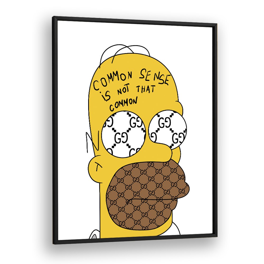 Yellow Simpson Comic Art Artwork in Black Plain Frame