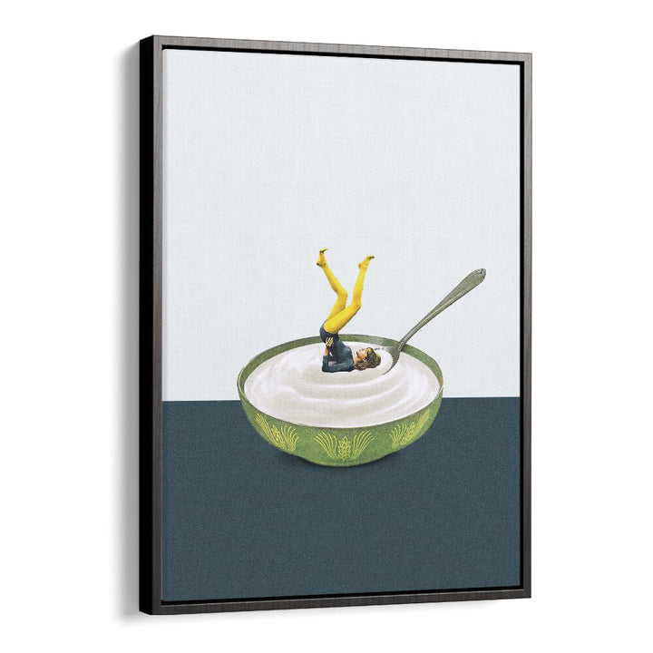 Yoga In My Yogurt Bar & Cafe Artwork in Black Floater Frame