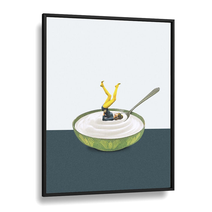 Yoga In My Yogurt Bar & Cafe Artwork in Black Plain Frame