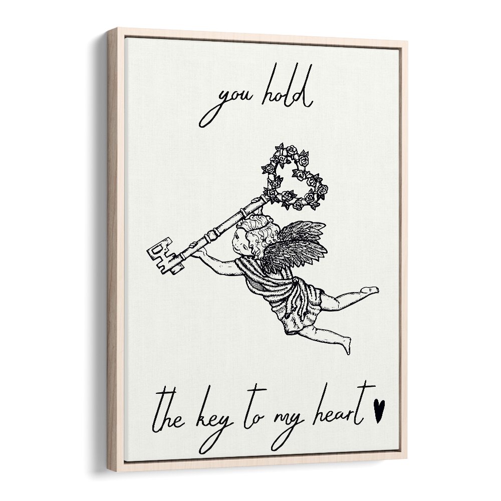 You Hold The Key To My Heart Fashion Art Artwork in Oak Wood Floater Frame
