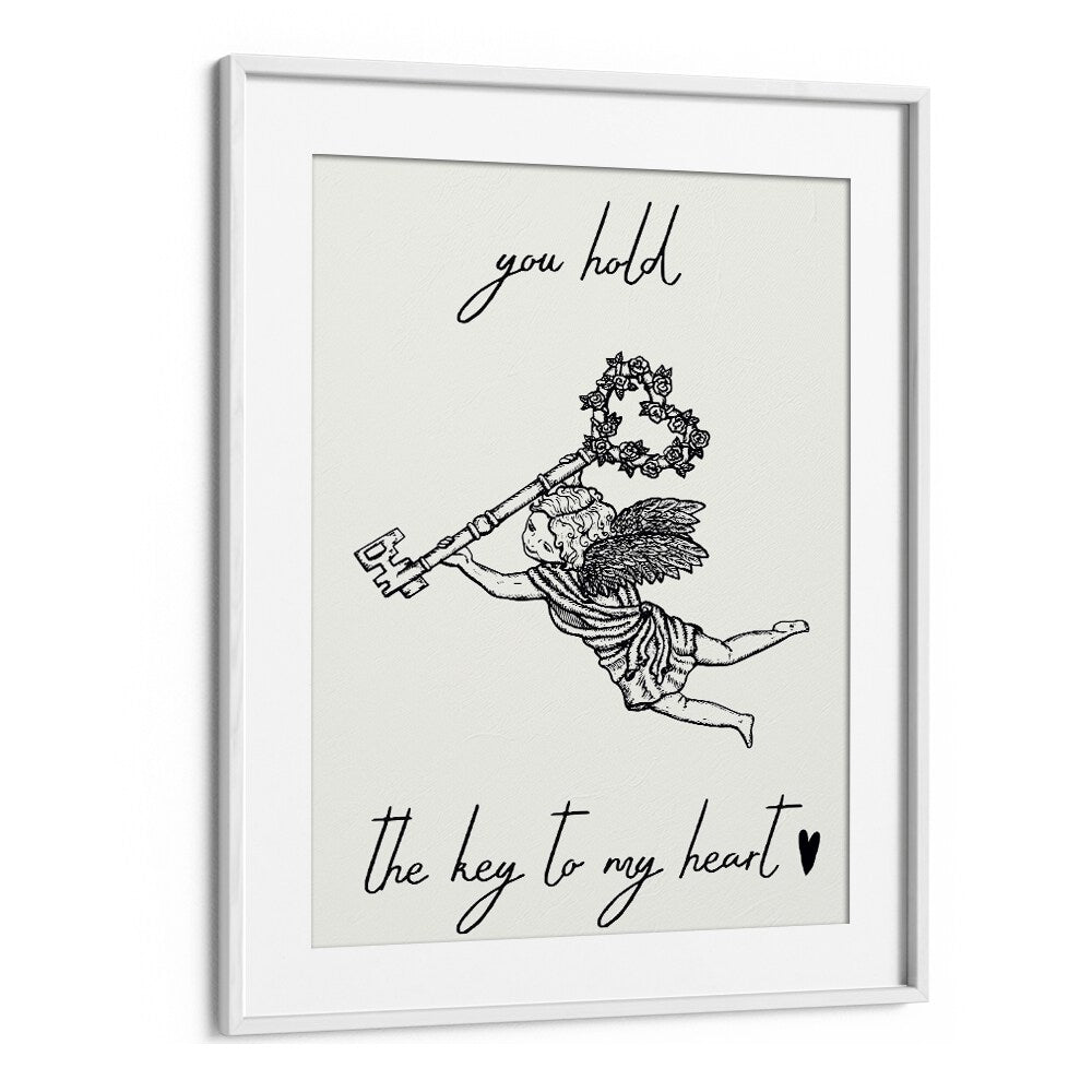 You Hold The Key To My Heart Fashion Art Artwork in White Frame With Mount