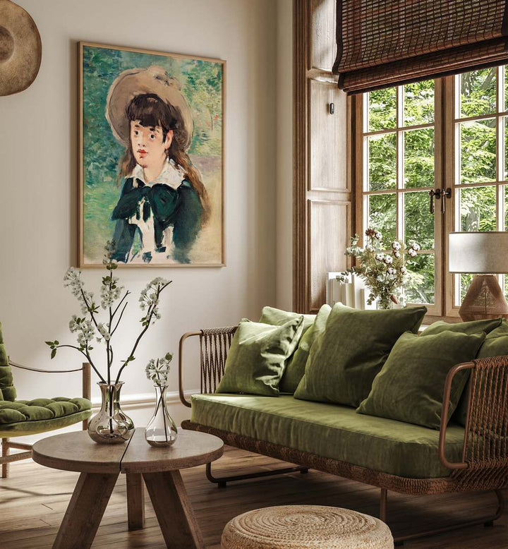 YOUNG GIRL ON A BENCH  , VINTAGE PAINTINGS