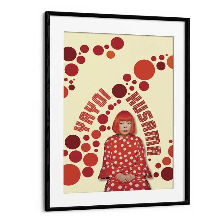 Yayoi Kusama By Grishma Korjani Artist Tribute Posters in Black Frame With Mount