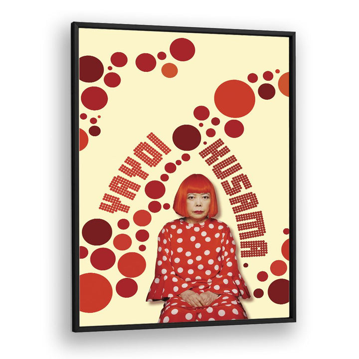 Yayoi Kusama By Grishma Korjani Artist Tribute Posters in Black Plain Frame