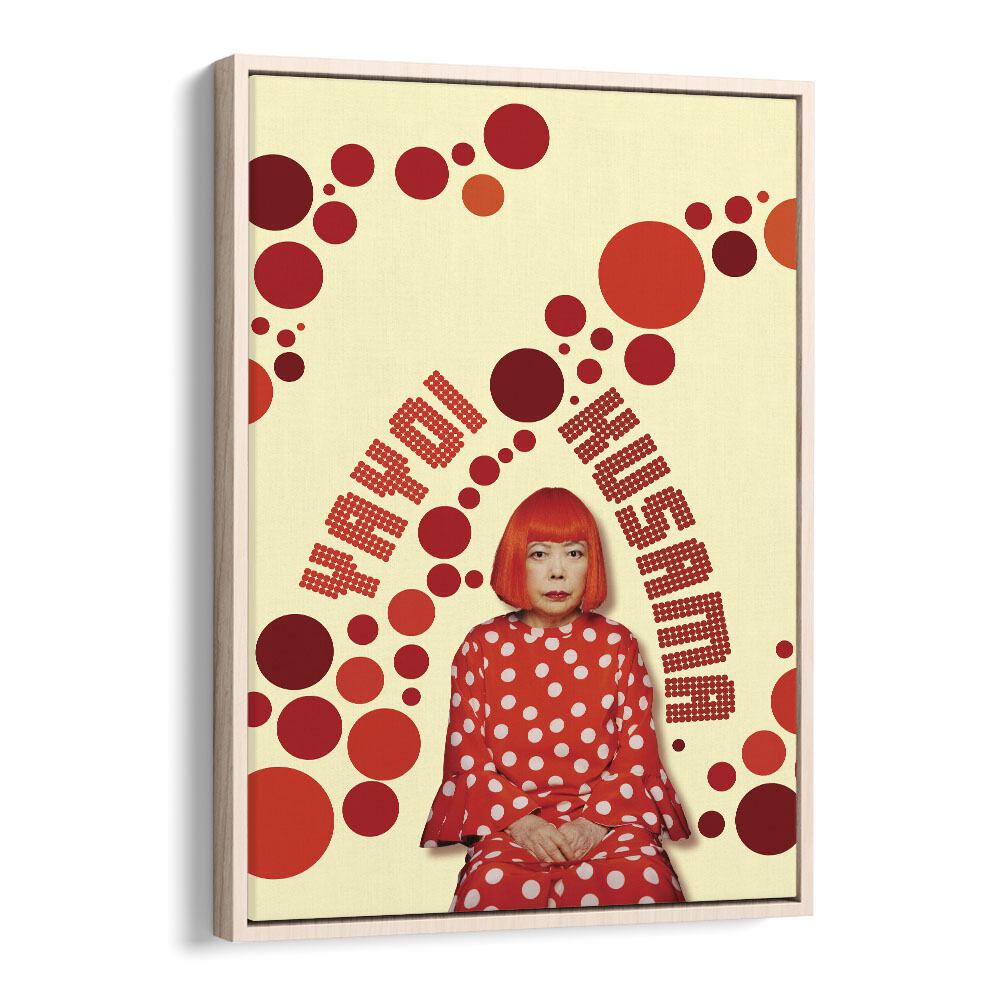 Yayoi Kusama By Grishma Korjani Artist Tribute Posters in Oak Wood Floater Frame