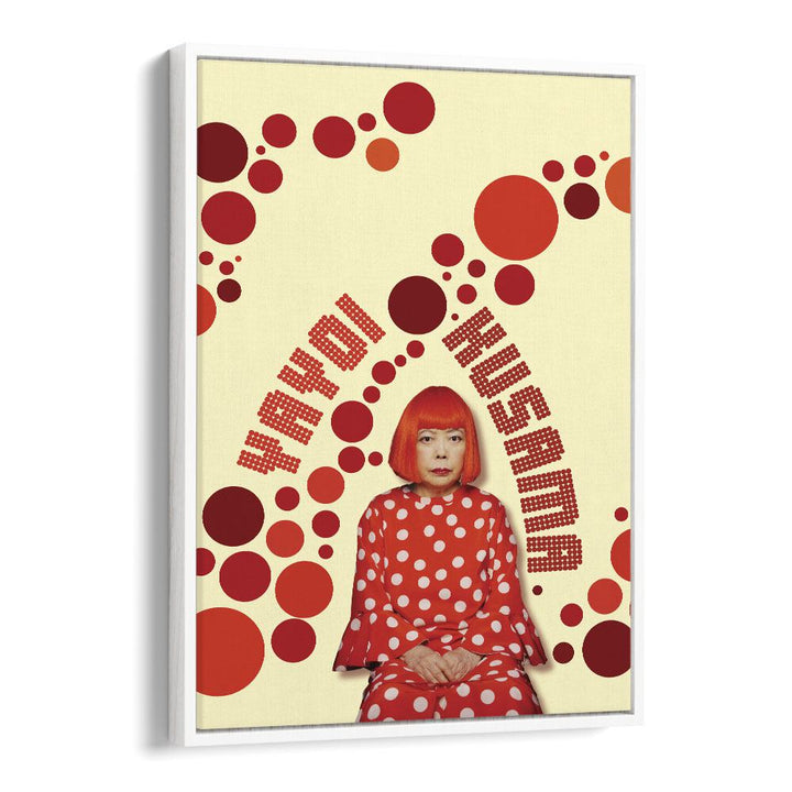 Yayoi Kusama By Grishma Korjani Artist Tribute Posters in White Floater Frame