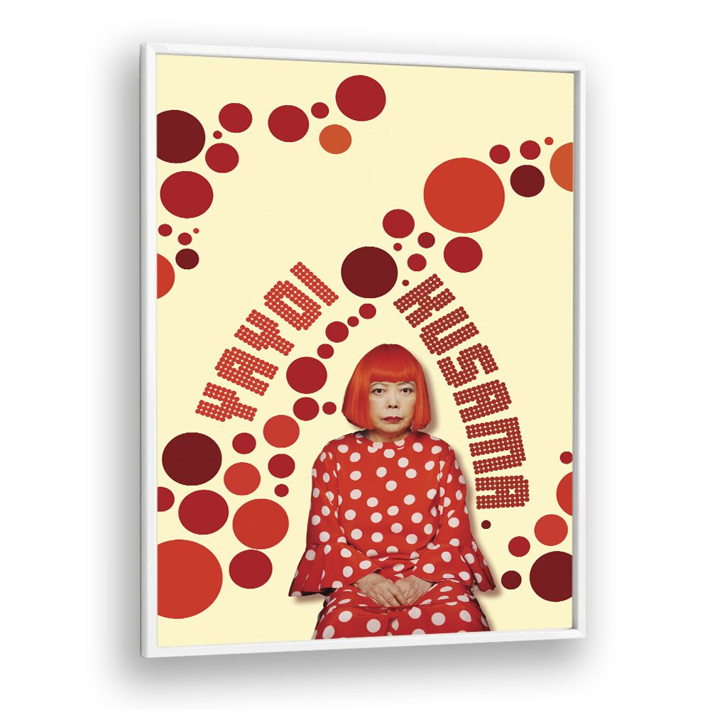 Yayoi Kusama By Grishma Korjani Artist Tribute Posters in White Plain Frame