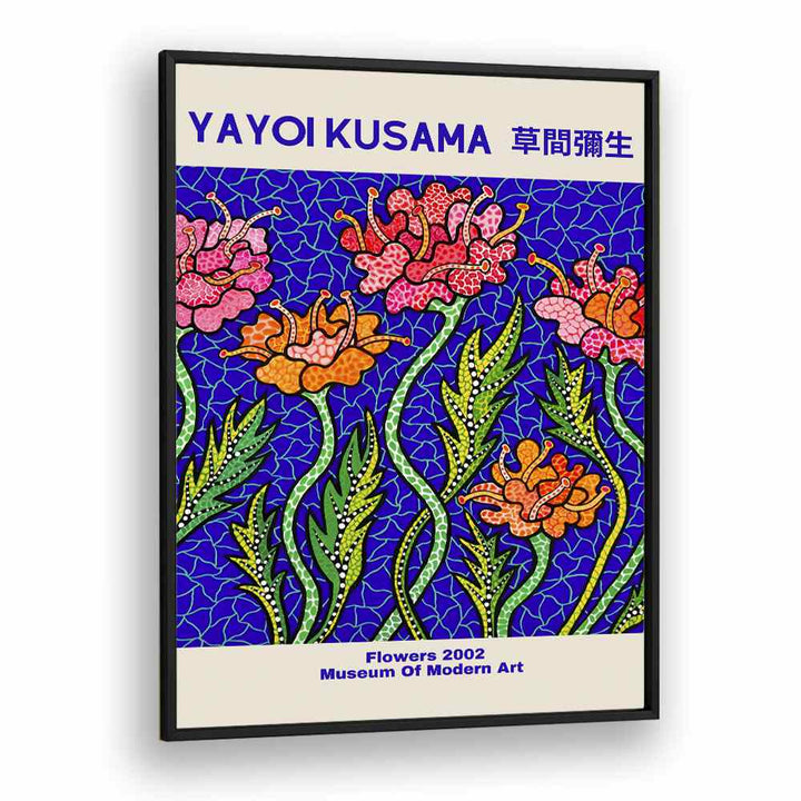 Yayoi Kusama-Flowers 2002 Museum Of Modern Art By Yayoi Kusama Japanese Vintage Paintings in Black Plain Frame