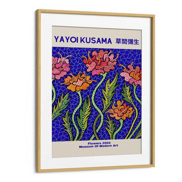 Yayoi Kusama-Flowers 2002 Museum Of Modern Art By Yayoi Kusama Japanese Vintage Paintings in Oak Wood Frame With Mount