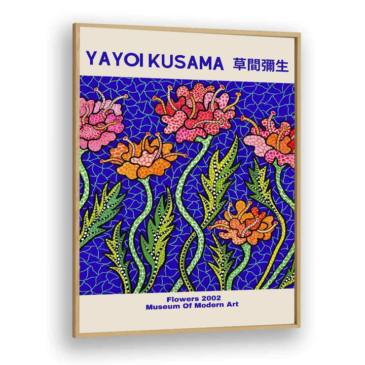 Yayoi Kusama-Flowers 2002 Museum Of Modern Art By Yayoi Kusama Japanese Vintage Paintings in Oak Wood Plain Frame