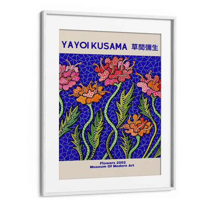 Yayoi Kusama-Flowers 2002 Museum Of Modern Art By Yayoi Kusama Japanese Vintage Paintings in White Frame With Mount