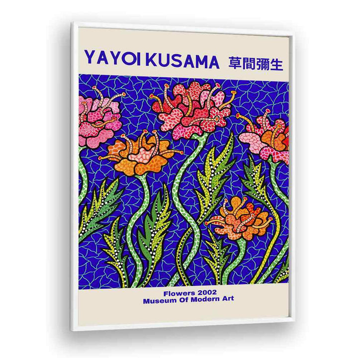 Yayoi Kusama-Flowers 2002 Museum Of Modern Art By Yayoi Kusama Japanese Vintage Paintings in White Plain Frame