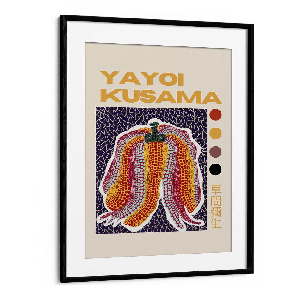 Yayoi Kusama I Japanese Vintage Paintings in Black Frame With Mount