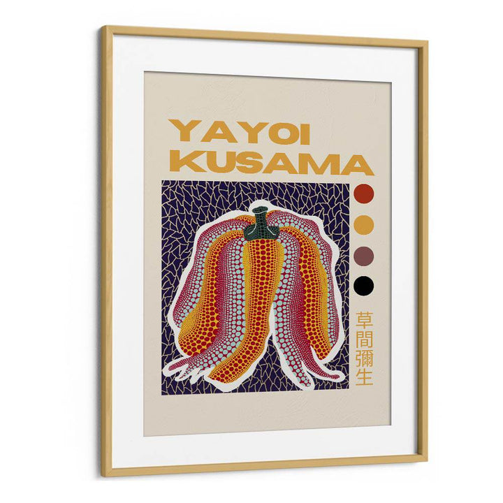 Yayoi Kusama I Japanese Vintage Paintings in Oak Wood Frame With Mount