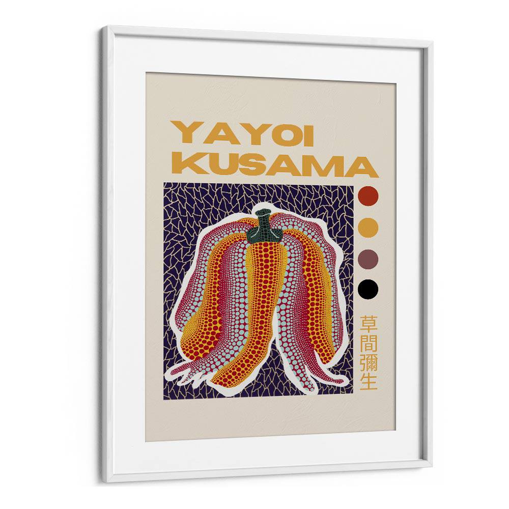 Yayoi Kusama I Japanese Vintage Paintings in White Frame With Mount