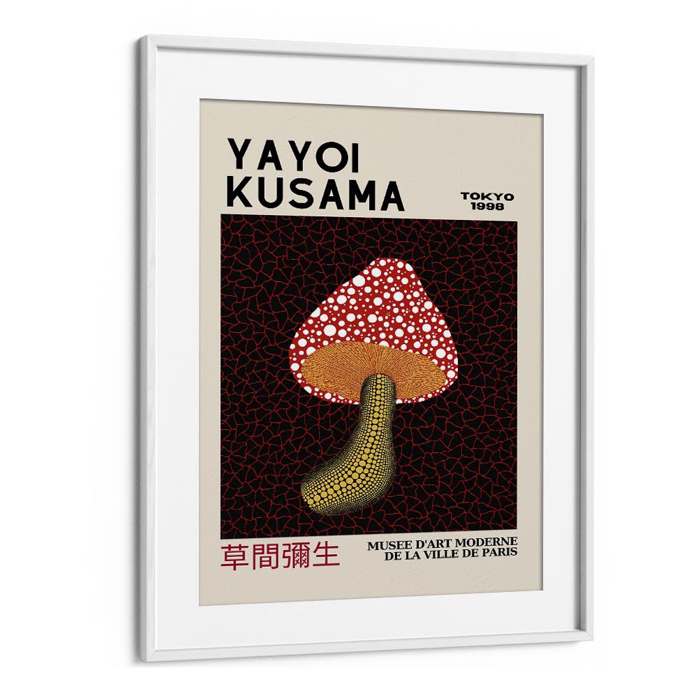 Yayoi Kusama II Japanese Vintage Paintings in White Frame With Mount