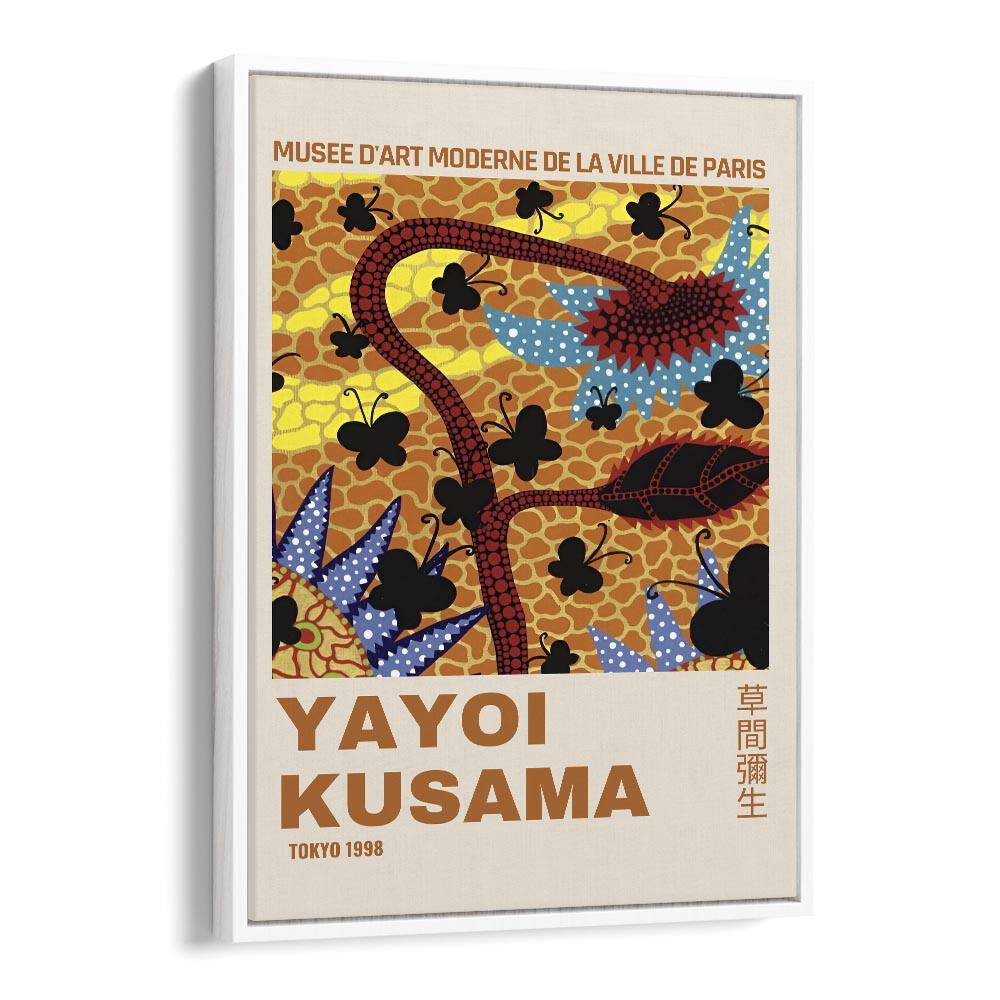 Yayoi Kusama IV Japanese Vintage Paintings in White Floater Frame